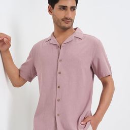 7 Alt by Pantaloons Men Relaxed Fit Cuban Collar Solid Cotton Casual Shirt-image-49