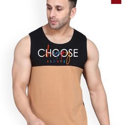 SLOWLORIS Pack Of 2 Printed Combed Cotton Gym Vests VSL26 CMB(CHS BLACKRUST)(JUST MAROON)-image-61