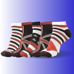 MJE Men Pack Of 5 Patterned Ankle Length Socks-image-20