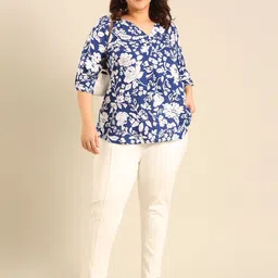 The Pink Moon Women Floral Printed V-Neck Plus Size Top-image-72
