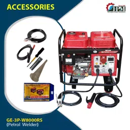 HPM 7 kVA Recoil & Self Start Petrol Engine Three Phase 2 in 1 Portable DC Welding Generators, GE-3P-W8000RS (WITH LITHIUM BATTERY) image 3