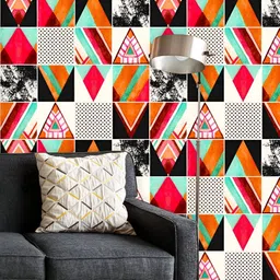 ArtzFolio Printed UV-Resistant Anti-Bacterial Abstract Squares & Triangles Peel & Stick Wallpaper-70