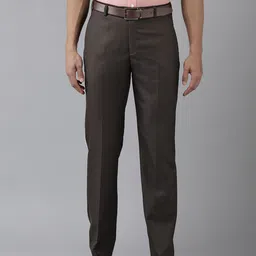 Park Avenue Men Checked Formal Trousers-image-17
