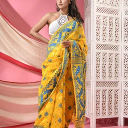 TANTLOOM Ethnic Motifs Jamdani Saree-picture-34