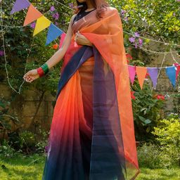 TEEJH Ombre Dyed Organza Saree-image-89