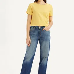 Levis Women Loose Mid-Rise Baggy Low Distress Light Fade Stretchable Jeans-image-77