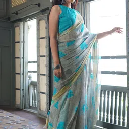 KALINI Abstract Printed Block Print Saree image 5
