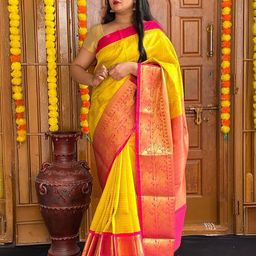 AMRUTKALA SAREES Checked Zari Celebrity Banarasi Saree-image-20