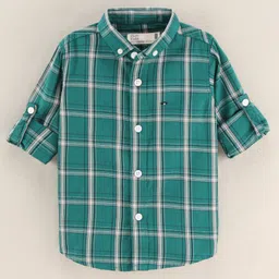Jash Kids Cotton Full Sleeves Checks Print Shirt - Green-picture-47