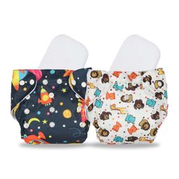 Chinmay Kids Cloth Diaper Cute Prints Freesize Reusable Washable Adjustable Snap Buttons Cloth Diaper For Babies With Wet Free Insert Pads Leak Proof & Dry Feel Pack of 2 - Dark Blue & White-12