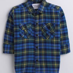 Polka Tots Full Sleeves Checks Shirt - Blue-image-46
