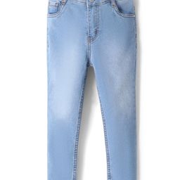 Babyhug Cotton Full Length Stretchable Denim Jeans with Fly Open with Zipper Fly With Zipper - LightBlue-image-95