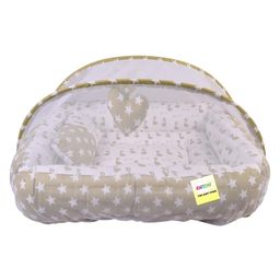 Kwitchy New Born Baby Bedding Set Reversible Mattress with Pillow & Mosquito Net - Green-11