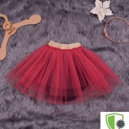 COCOON ORGANICS Soft Net Tutu Skirt And Attached Onesie With Antimicrobial Coating -  Red Black-image-69