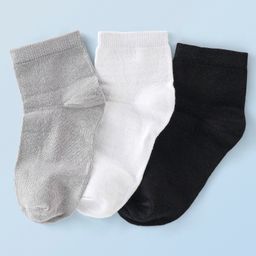Honeyhap Premium  Cotton Bamboo Knit with Bio Finish Anti Bacterial Ankle Length Socks Solid Colour - Black White & Grey-image-15