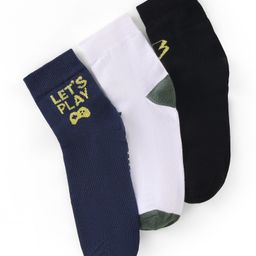 Pine Kids Nylon Spandex Ankle Length Socks Text Print Pack of 3 -  Multicolor-image-86