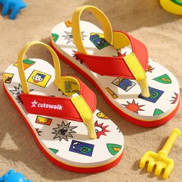 Cute Walk by Babyhug Cupcake Print Flip Flops With Back Strap -White-image-45