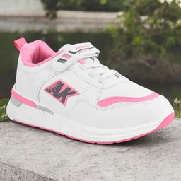Lil Lollipop AK Patch Detailed Colour Blocked Velcro Closure Shoes - White & Pink-image-82