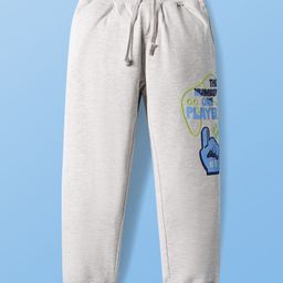 Pine Kids Knit Full Length Lounge Pant With Number One Player Print - Light Grey-image-84
