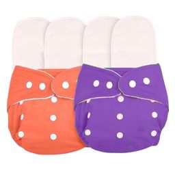 AEREX Reusable Baby 2 Cloth Diapers For 6 Months to 3 Years With 4 Insert Pads Leak Proof Washable Diapers For New Born Babies Adjustable Pocket Cloth Diaper Nappies (Orange & Purple)-17