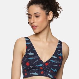 &Circus Modal Shark Printed Maternity Bra With Nursing Access - Blue-image-81