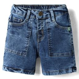 Babyhug Mid Thigh Solid Denim Shorts with Stretch - Blue-picture-27