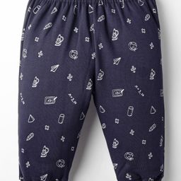 Tango Fleece and Woollen Knit Full Length Pajama with Text Print - Navy Blue-picture-48