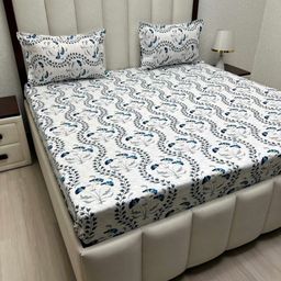 Pure Decor White & White Floral 400 TC King Bedsheet with 2 Pillow Covers-image-126