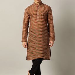 THE KURTA COMPANY Men Geometric Printed Kurta-image-83
