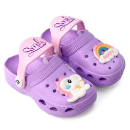 Babyoye Slip On Clogs with Dino Applique & Back Strap - Purple image 2