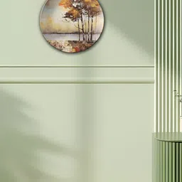 THE QUIRKY HOME Beige & Brown Autumn Printed Ceramic Wall Plate-image-52