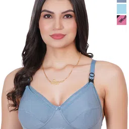 Liigne Pack Of 3 Full Coverage Cotton Maternity Bra-picture-3