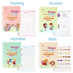 sanishth Magic Practice Copybook Number Tracing Book for Preschoolers with Pen Magic Calligraphy Copybook Set Practical Reusable Writing Tool Simple Hand Lettering - English image 4