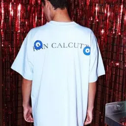 KNN Calcutta Unisex Typography Printed Drop-Shoulder Sleeves Applique T-shirt image 2
