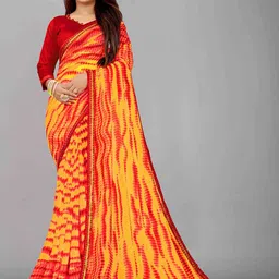 limtd Colourblocked Pure Georgette Block Print Saree-picture-0