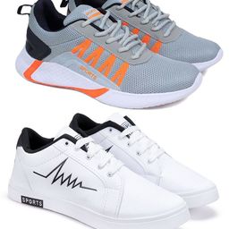 World Wear Footwear Men Pack of 2 Non-Marking Lace-Ups Running Shoes-picture-15