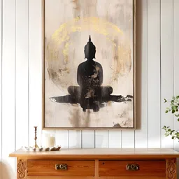 Art Street Beige & Black Buddha Canvas Wall Art-image-12