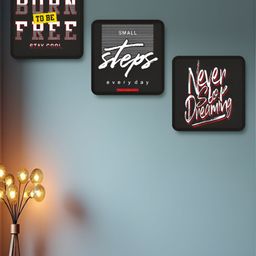 Myntra Elegant Homes Black & White 3 Pieces Motivational Quotes Printed Wooden Wall Art-image-17