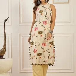 Anouk Floral Printed Halter Neck Pure Cotton Kurta-picture-24