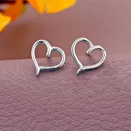 VANBELLE Sterling Silver Rhodium-Plated Heart Shaped Studs-15