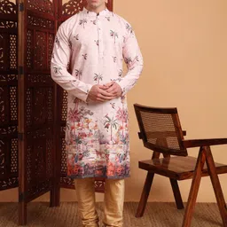 House of Pataudi Killer3 Ethnic Motifs Printed with Embroidered Mandarin Collar Kurta-image-31