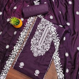 MANVAA Floral Embroidered Unstitched Dress Material-picture-43