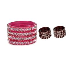 SOMIL Set Of 12 Multicolored Alloy Artificial Stones and Beads Bangles-image-97