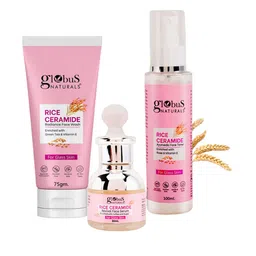 Globus naturals Set Of 3 Rice Ceramid Face Wash -75g Serum-30ml & Face Toner-100ml-25