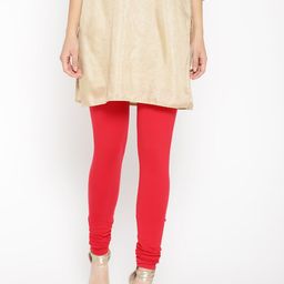 AURELIA Women Red Solid Churidar Length Leggings-image-95