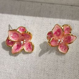VAGHBHATT Gold Plated Enamelled Floral Studs-56