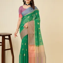 VEDANT VASTRAM Ethnic Motifs Woven Design Zari Kanjeevaram Saree-image-50