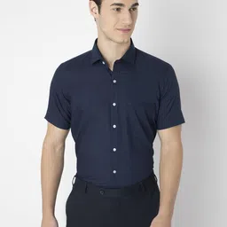 MARK & ALBERT Men India Slim Fit Spread Collar Solid Cotton Formal Shirt-image-92