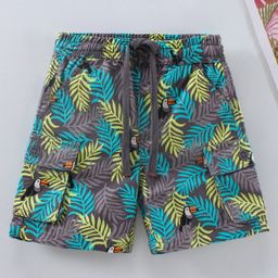 Babyhug Mid Thigh Length Shorts Leafy Print - Grey-image-27