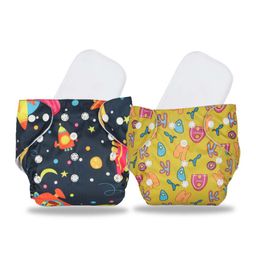 Chinmay Kids Cloth Diaper Cute Prints Freesize Reusable Washable Adjustable Snap Buttons Cloth Diaper For Babies With Wet Free Insert Pads Leak Proof & Dry Feel Pack of 2 - Dark Blue & Yellow-18
